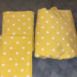 Pottery Barn Teen Yellow and White Polka Dottie 100% Cotton. 3pc. Set